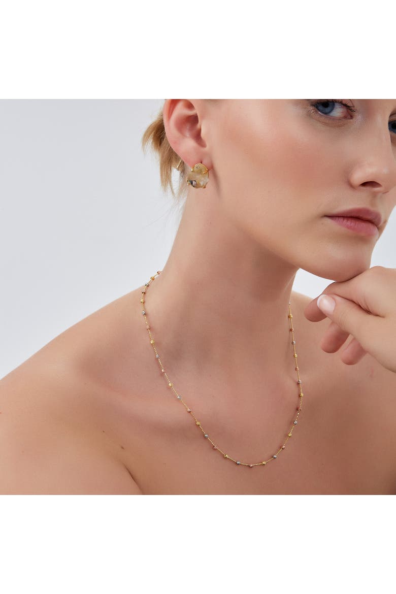 Dorissa Multicolour Sterling Silver Beaded Single Necklace, Alternate, color, Gold