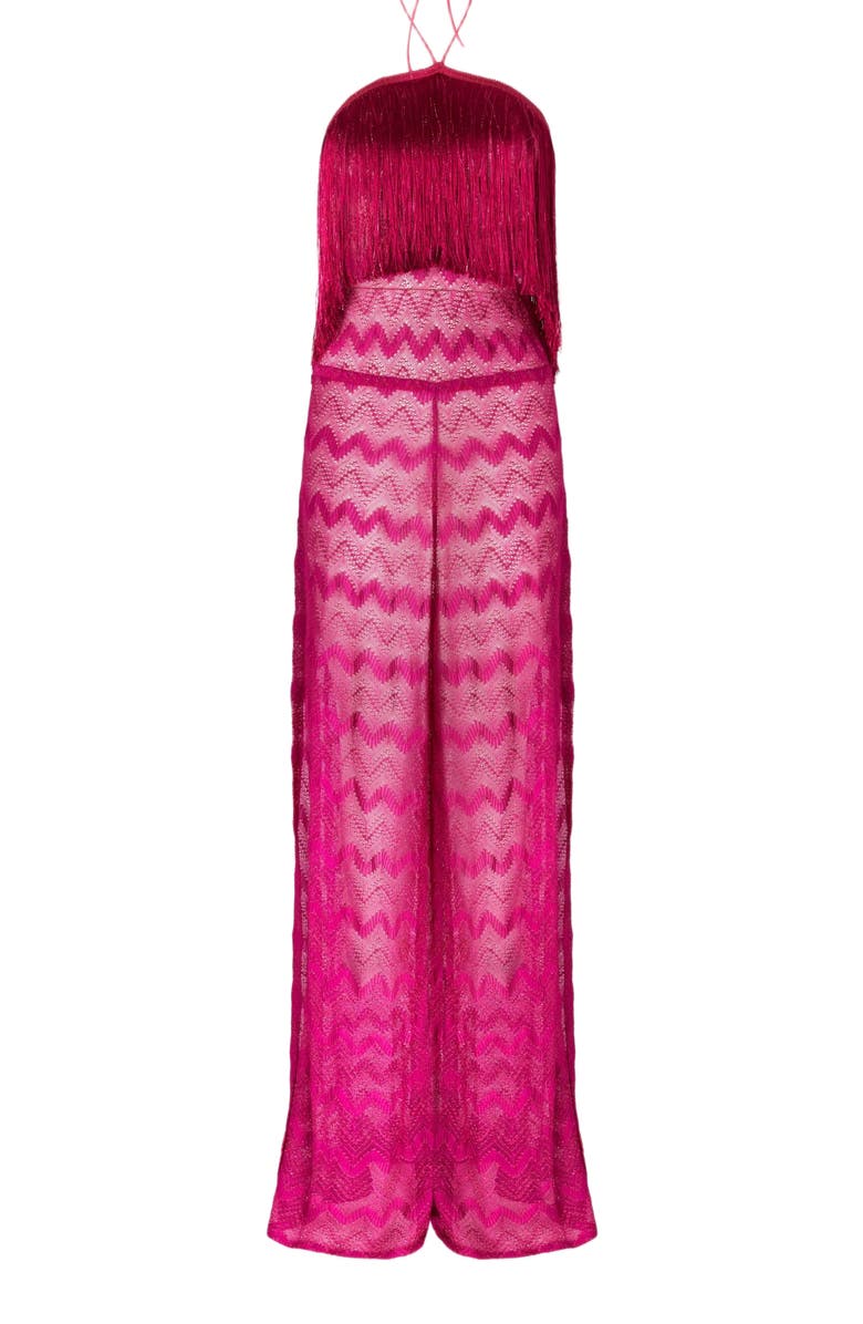 Missoni Zig Zag Lamé Viscose Jumpsuit With Fringes, Alternate, color, Purple