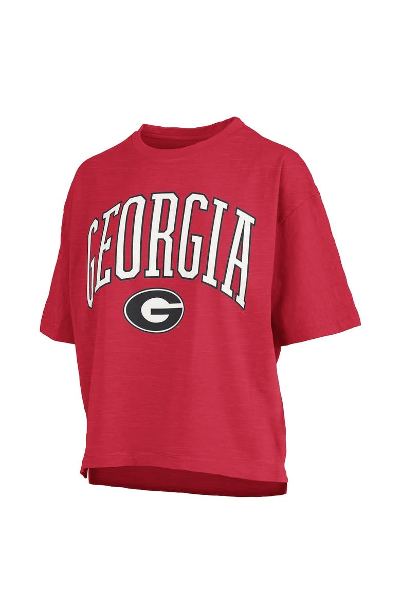 PRESSBOX Women's Pressbox Red Georgia Bulldogs Nelson Arch Over Logo Waist Length Oversized Slub T-Shirt, Alternate, color, Red