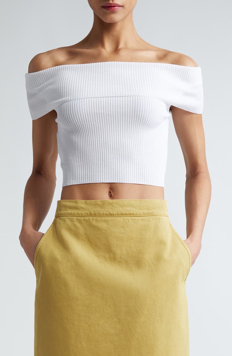 Max Mara Cennare Rib Off-the-Shoulder Crop Sweater, Main, color, 