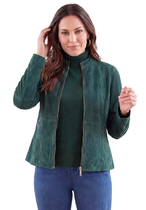 Suede Zip-Front Jacket (Plus)