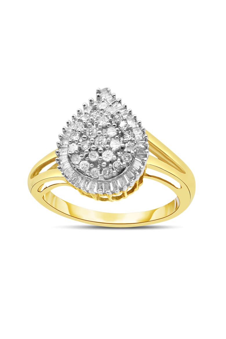 10K Yellow Gold 1/2 Cttw Diamond Pear Ring, Main, color, Yellow