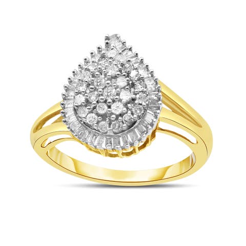 10K Yellow Gold 1/2 Cttw Diamond Pear Ring