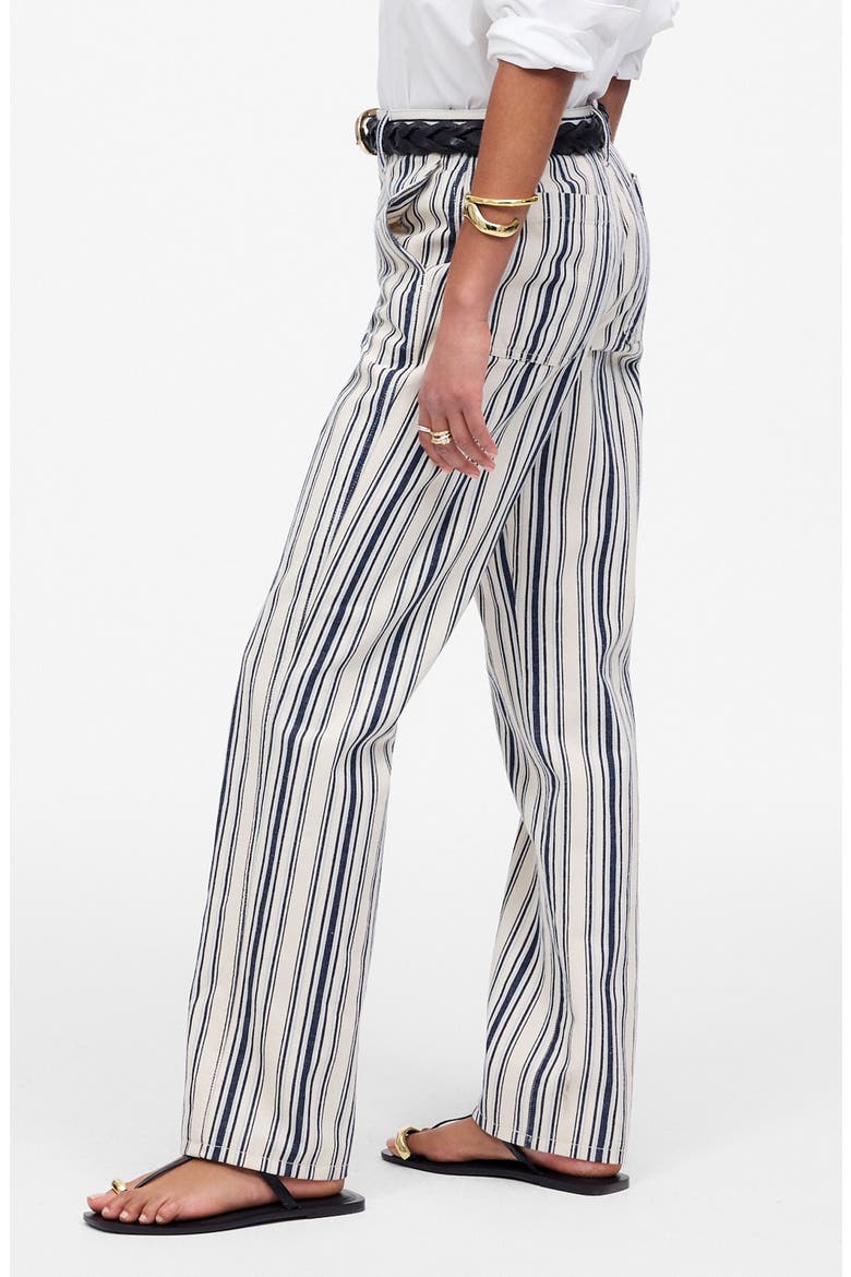 The Dean Stripe Easy Straight Leg Cotton & Linen Pants, Alternate, color, VINTAGE IVORY