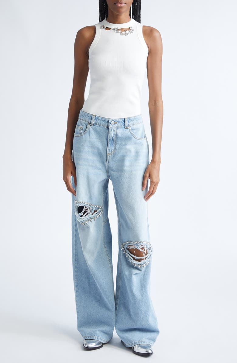 Area Distressed Crystal Rib Tank, Alternate, color, Off White