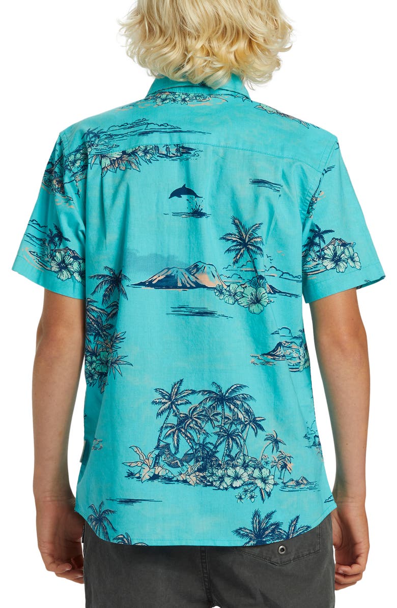 Quiksilver Kids' Apero Classic Short Sleeve Woven Shirt, Alternate, color, Capri