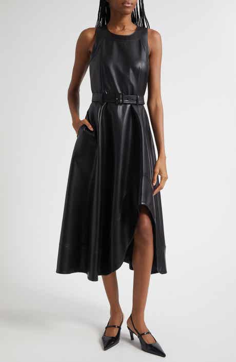 Cinq à Sept Zelda Faux Leather High Low Hem Dress