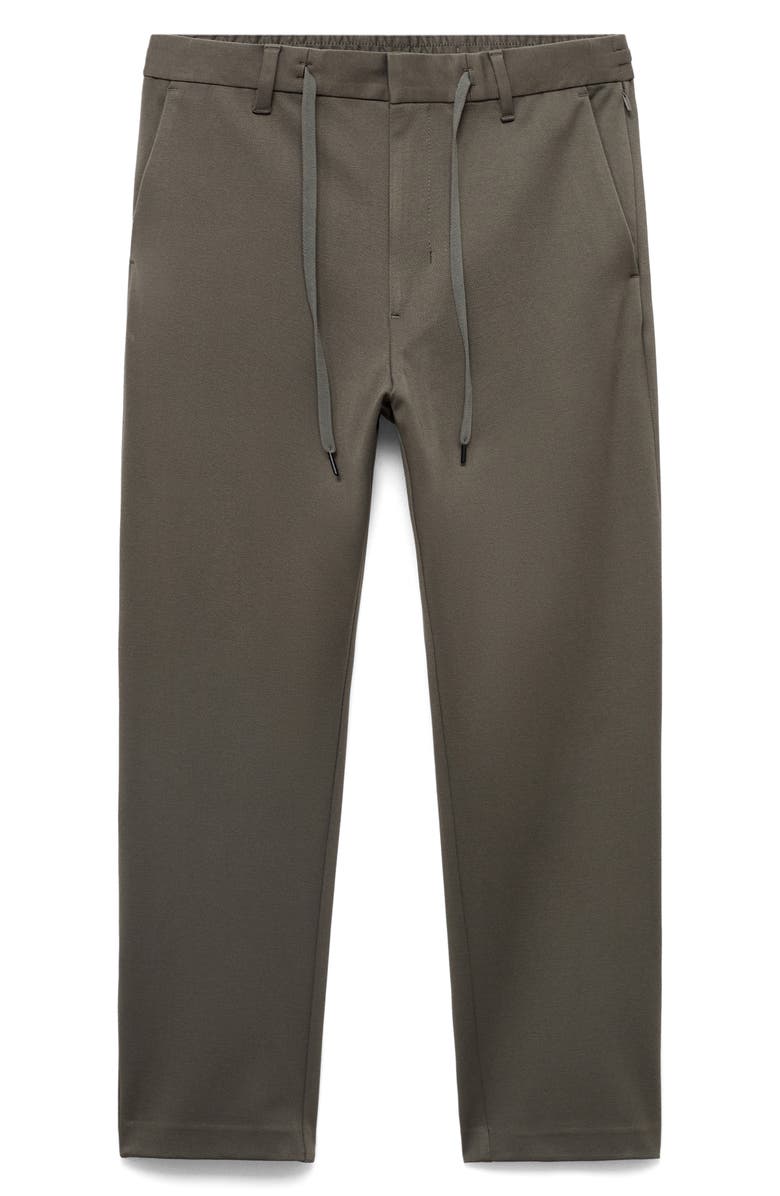 MANGO Slim Fit Drawstring Pants, Alternate, color, Dark Green Grey