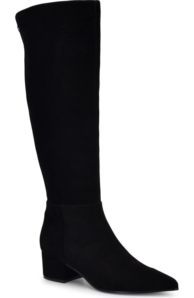 Nine West Morgin Pointed Toe Knee High Boot, Main, color, Black Suede