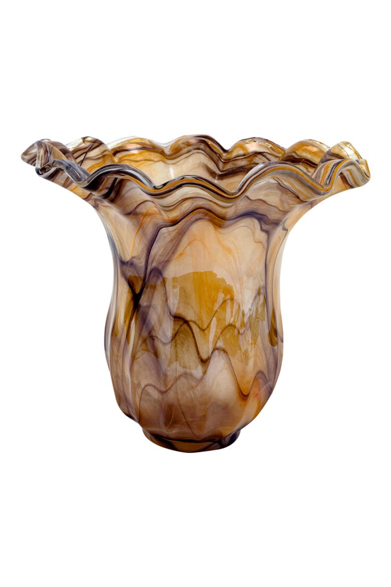 Onda Large Glass Tulip Vase, Main, color, BROWN