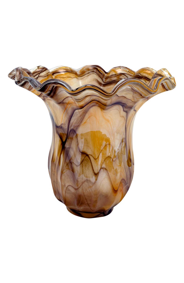 VIETRI Onda Large Glass Tulip Vase, Main, color, Brown