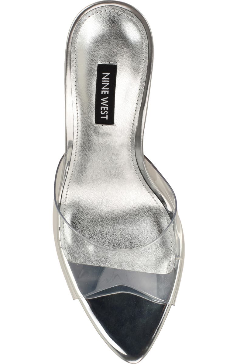 Nine West Vella Pointed Toe Slide Sandal, Alternate, color, Clear Silver