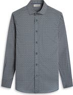 Bugatchi Axel Trim Fit Leaf Print Stretch Cotton Button-Up Shirt