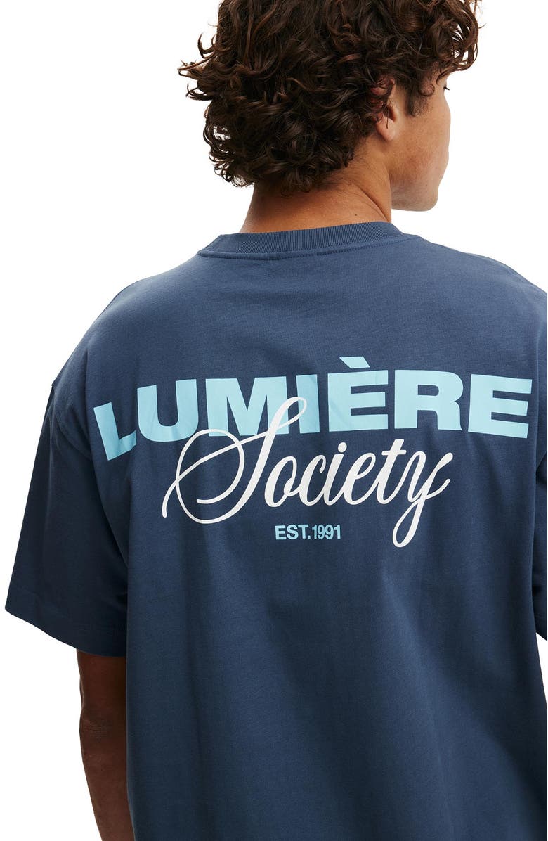 Cotton On Men
s Box Fit Text T-Shirt, Alternate, color, Moonlight Blue Lumiere