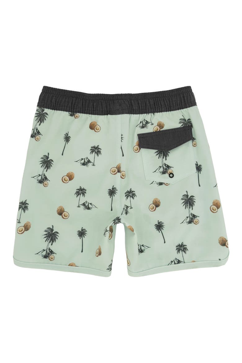 Kids' Scallop Coconut Print Board Shorts, Alternate, color, SURF SPRAY