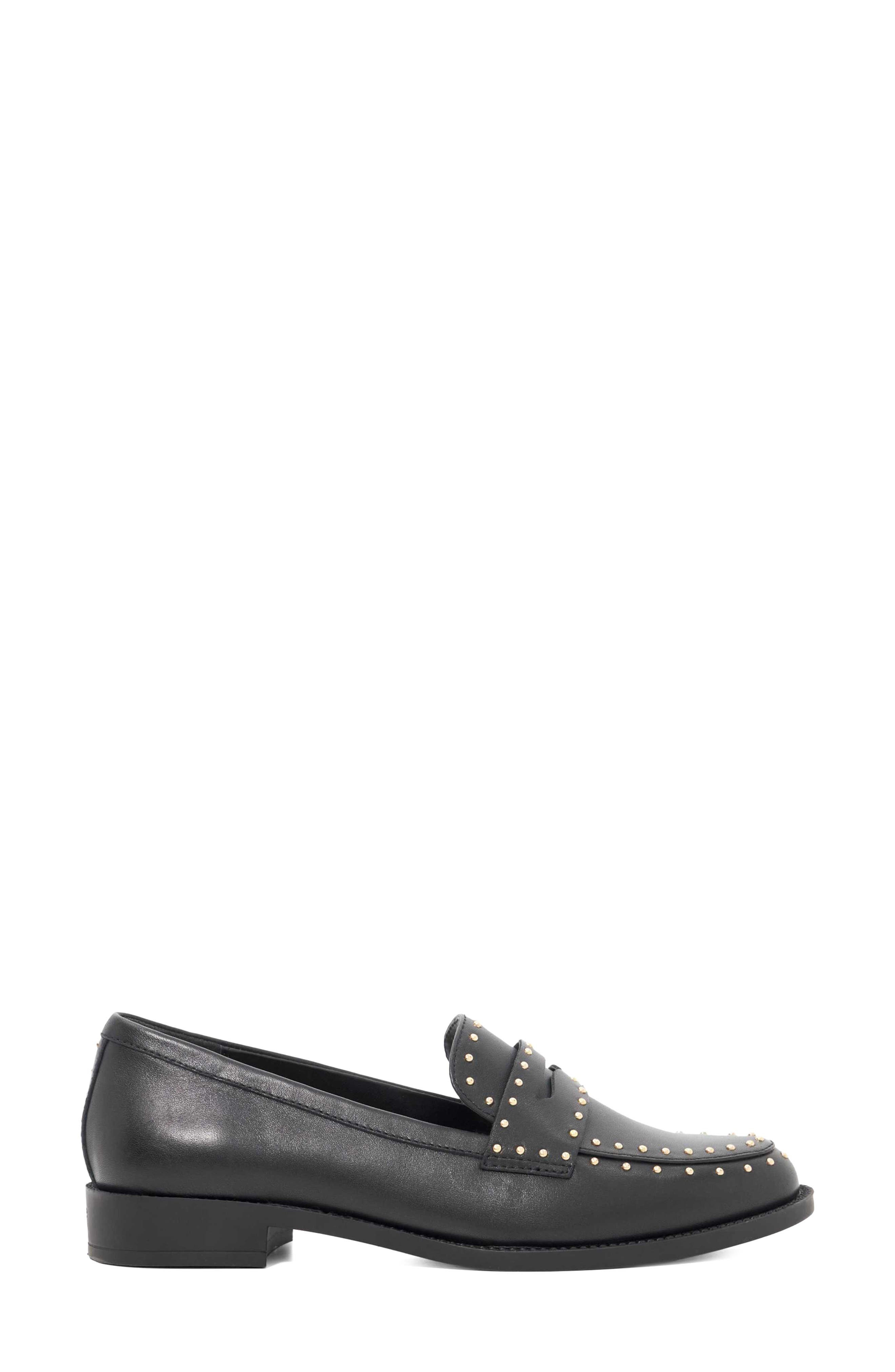 Gladwin Studded Leather Loafer, Alternate, color, BLACK