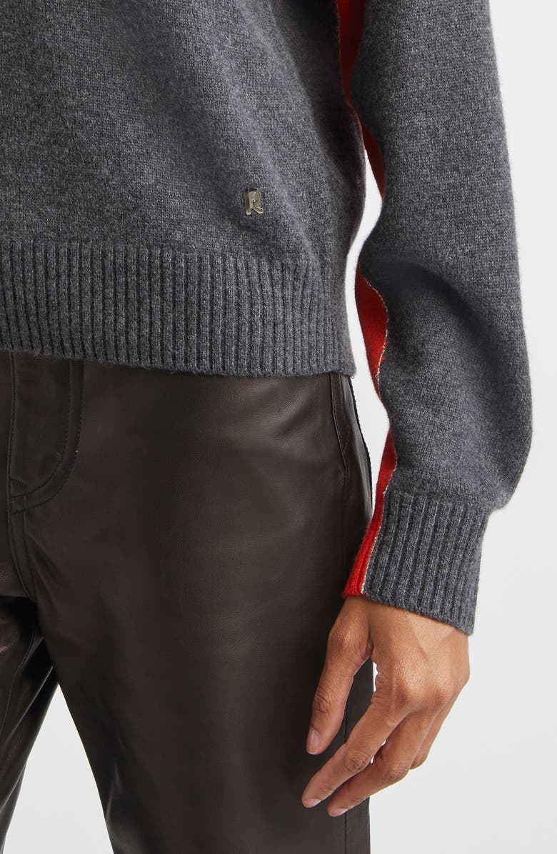 Rabanne Wool & Cashmere Layered Mock Neck Sweater, Alternate, color, Dark Grey / Red