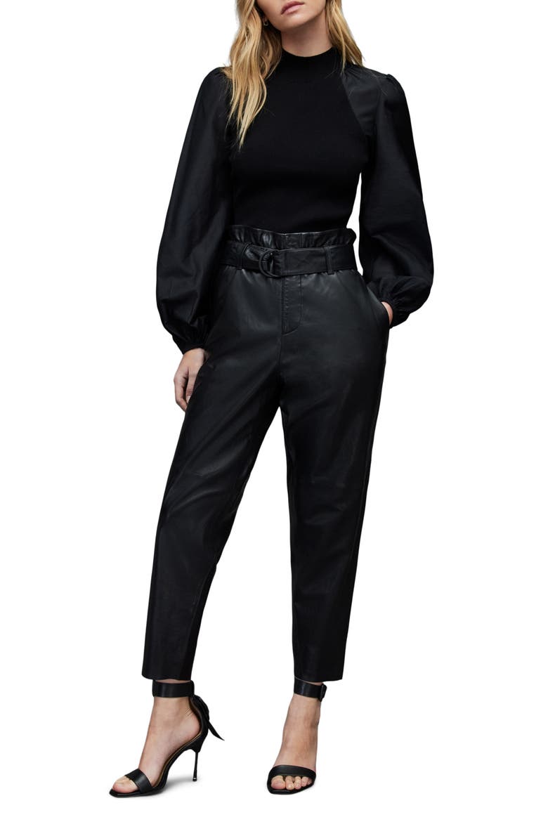 Cleo Balloon Sleeve Top, Alternate, color, BLACK