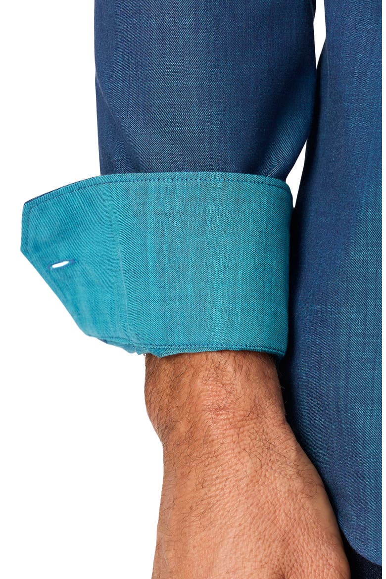 Kerrington Cotton Button Up Shirt, Alternate, color, TURQUOISE