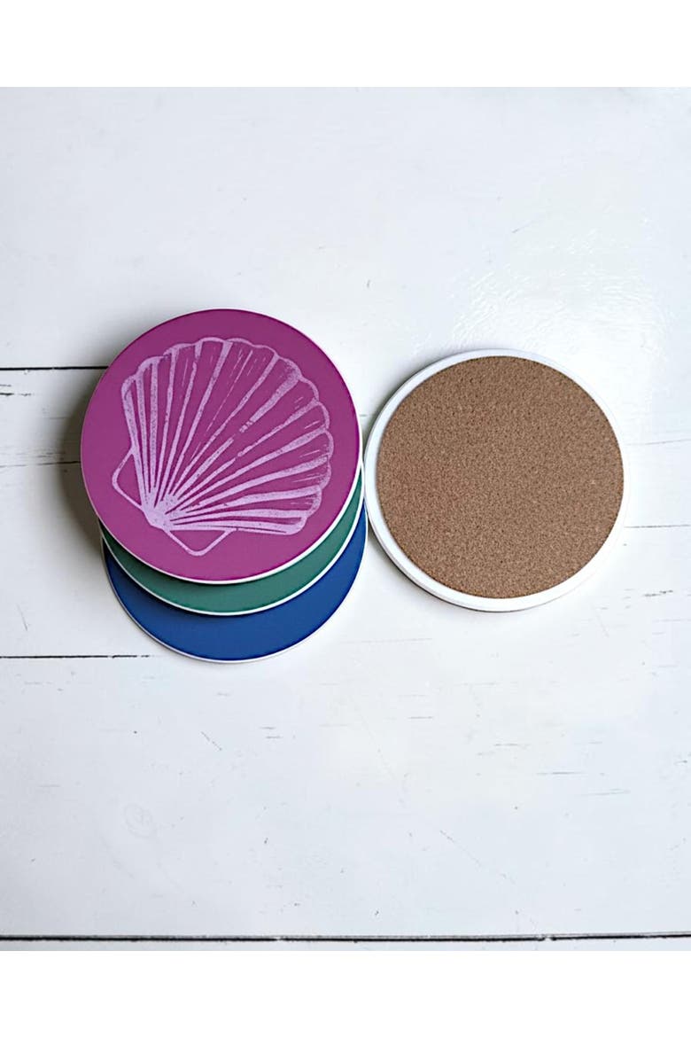 Ceramic Coasters with Coastal Desgins - Set of 4, Alternate, color, Multicolor
