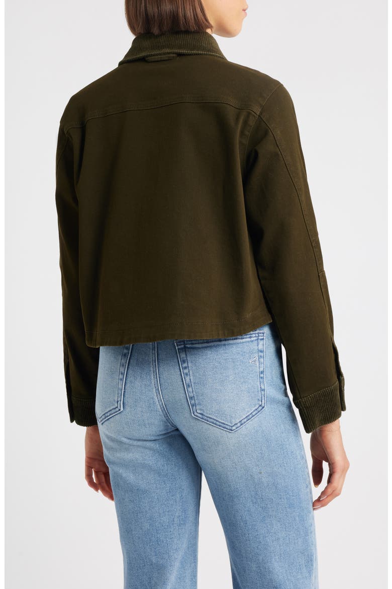 Corduroy Collar Denim Jacket, Alternate, color, WINTER MOSS
