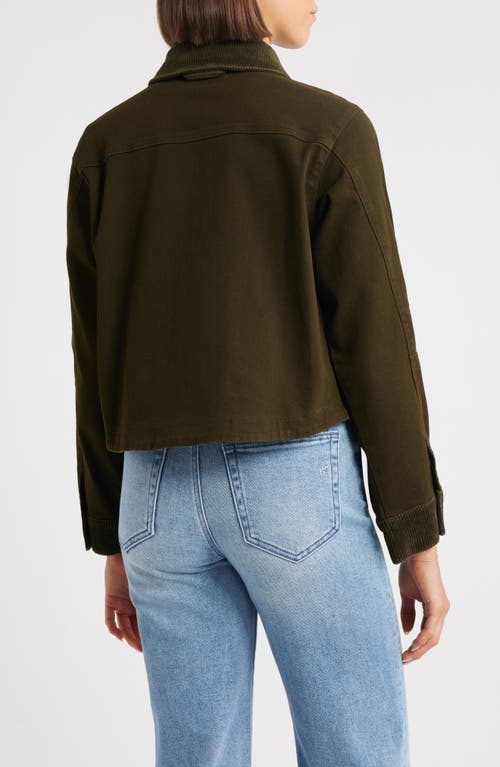 Wit & Wisdom Corduroy Collar Denim Jacket In Green