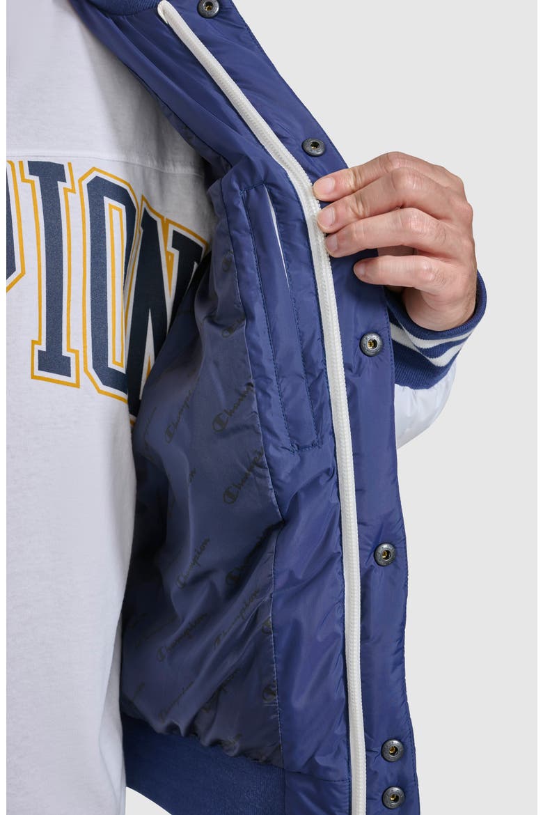Varsity Quilted Bomber Jacket, Alternate, color, NAVY/ WHITE