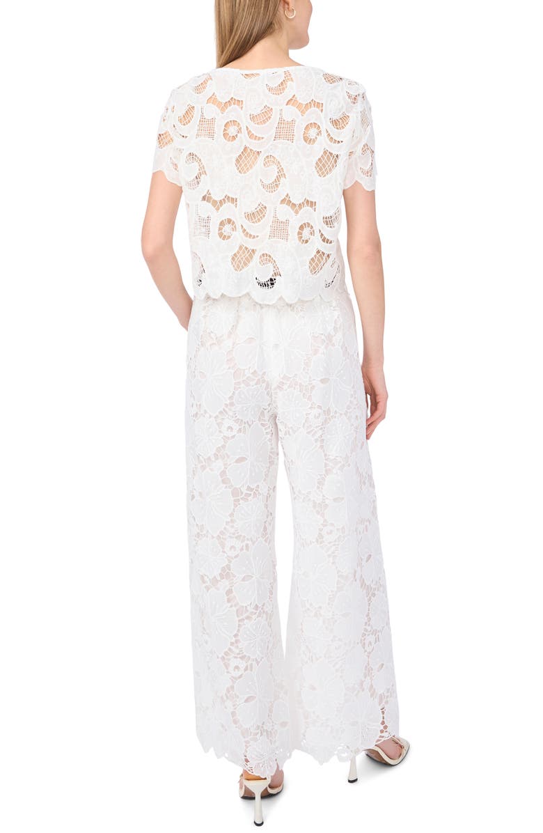 Vince Camuto Floral Lace Wide Leg Pants, Alternate, color, Ultra White