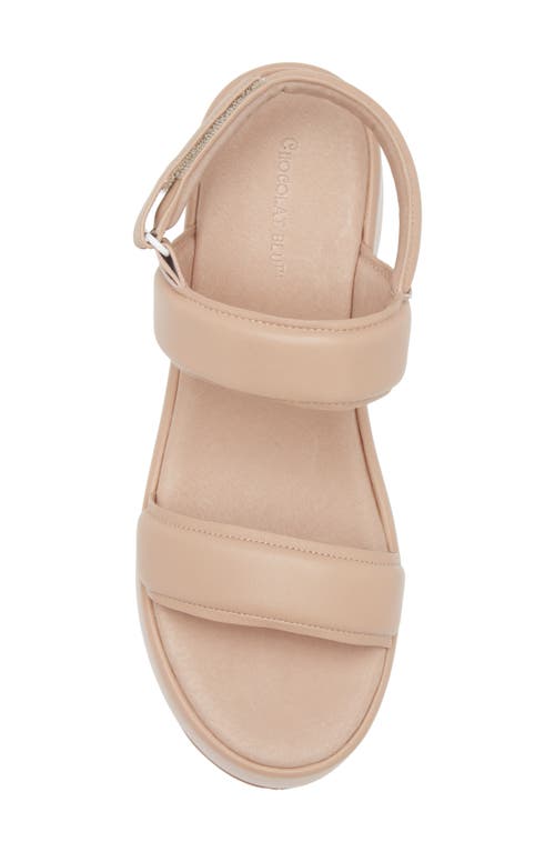 Chocolat Blu Kande Slingback Platform Wedge Sandal In Beige Leather