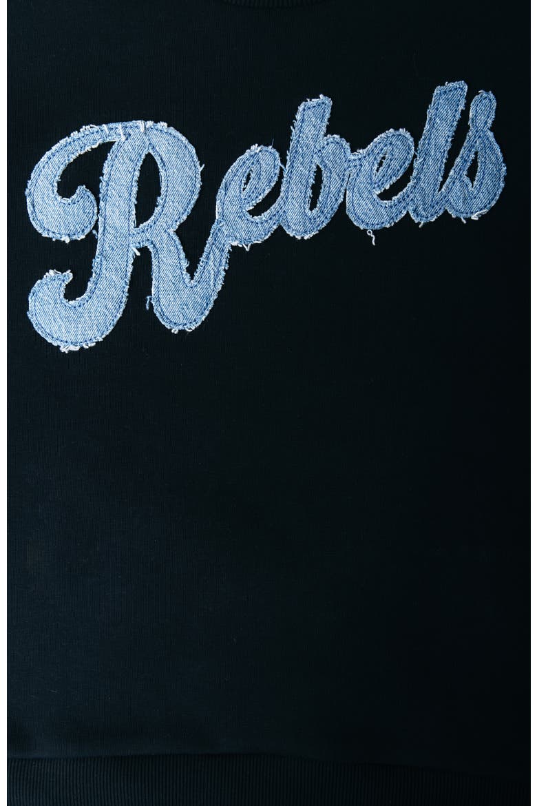 Denim Patch Relaxed Sweat, Alternate, color, Black