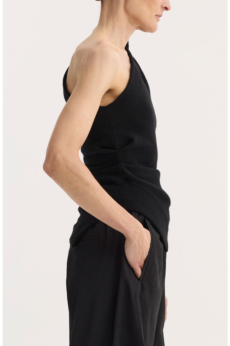 One-Shoulder Wool Blend Sweater, Alternate, color, BLACK