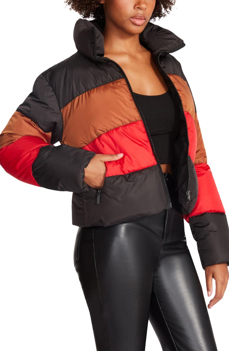 Steve Madden Daisy Colorblock Puffer Jacket, Alternate, color,