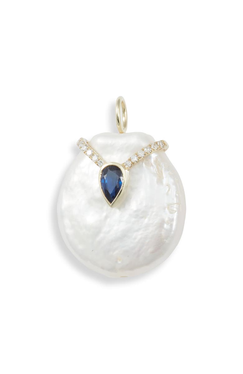 Meira T 14K Gold Sapphire & Diamond Pearl Charm, Main, color, Yellow Gold