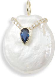 Meira T 14K Gold Sapphire & Diamond Pearl Charm