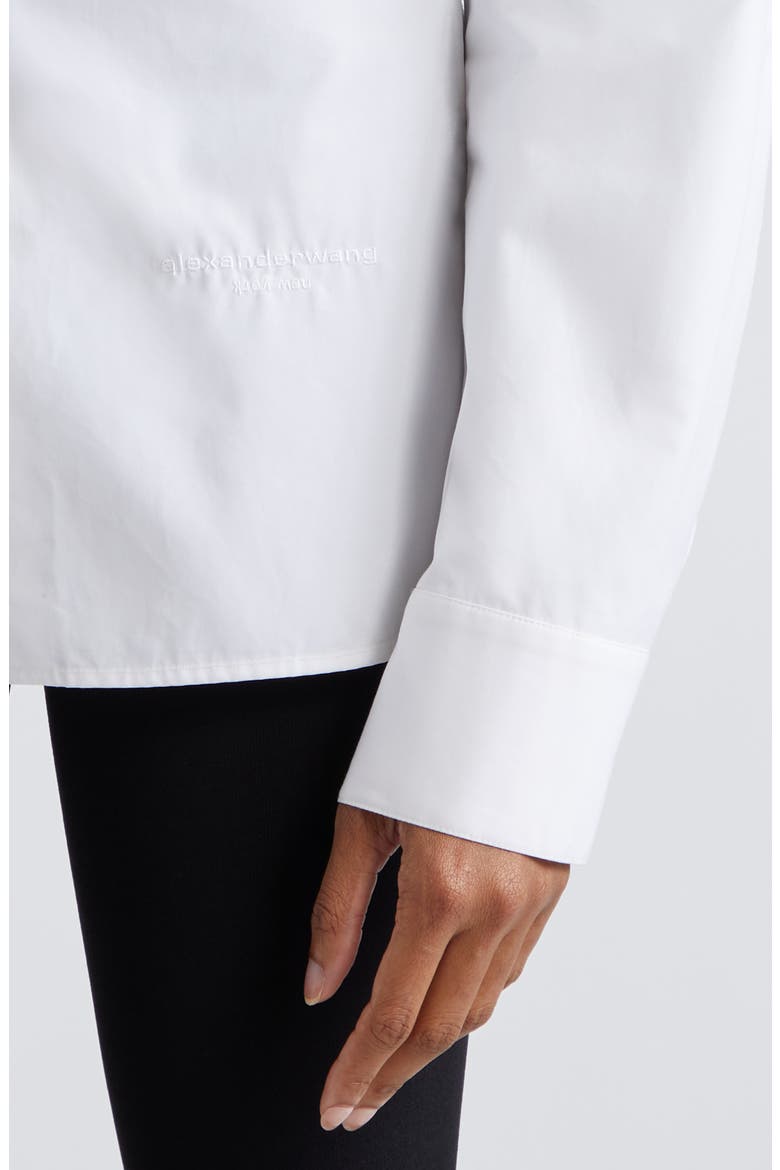 Mixed Media Button-Up Shirt, Alternate, color, WHITE