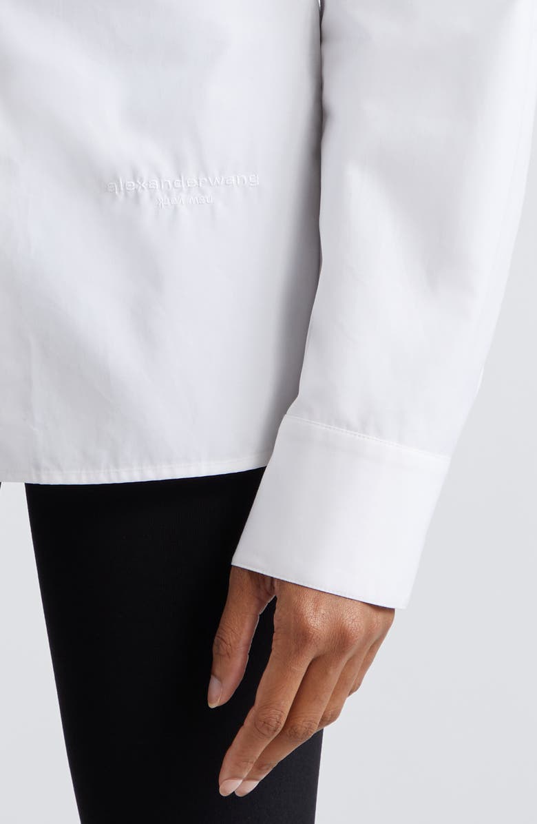 Alexander Wang Mixed Media Button-Up Shirt, Alternate, color, 