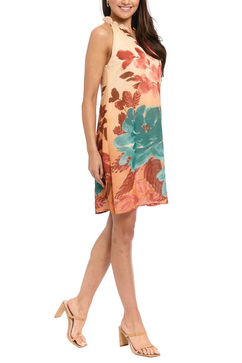 Floral Sleeveless Shift Dress, Alternate, color, PALE PEACH/ SHADED SPRUCE