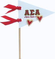 Color Shout Alpha Sigma Alpha Heart Stud Enamel Earrings on Sorority Pennant Flag