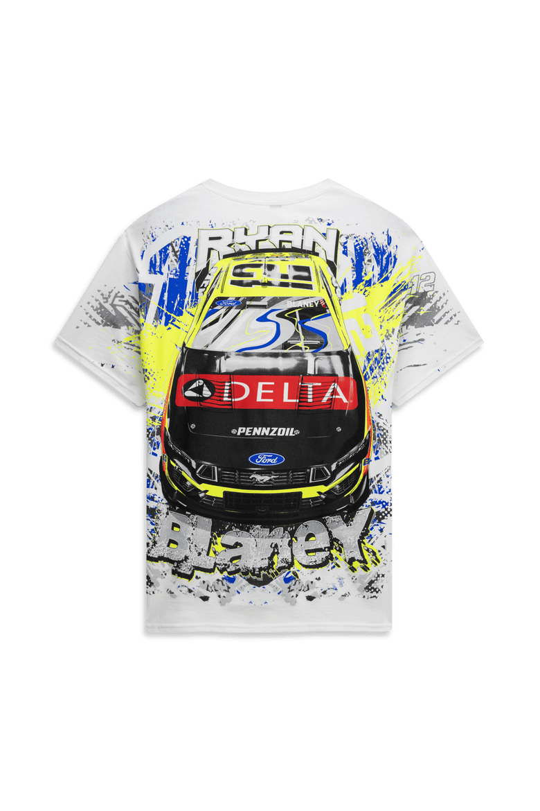 Men's Classic Ink White Ryan Blaney #12 Delta Total Print T-Shirt, Alternate, color, White