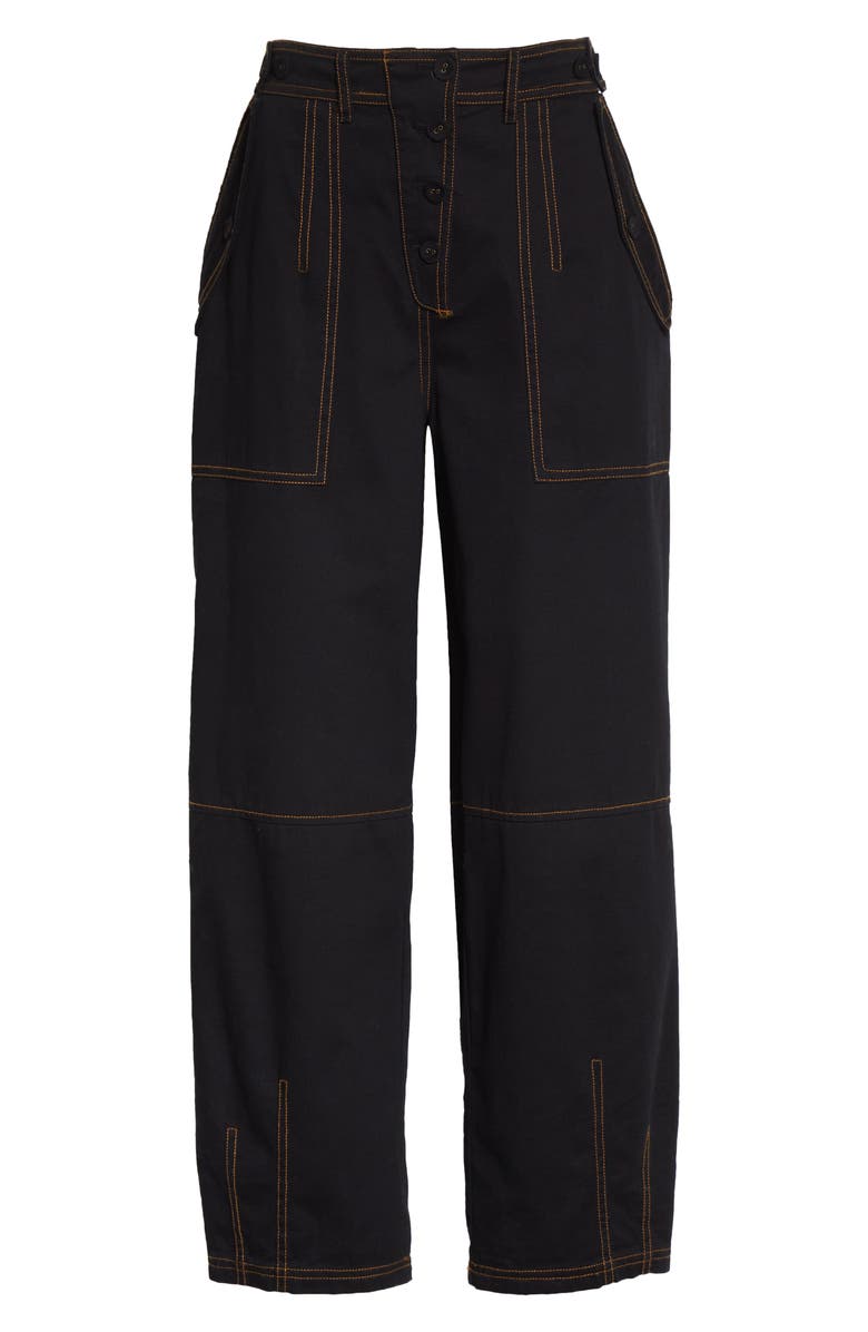 Ulla Johnson Jupiter Topstitch Crop Pants, Alternate, color, Raven