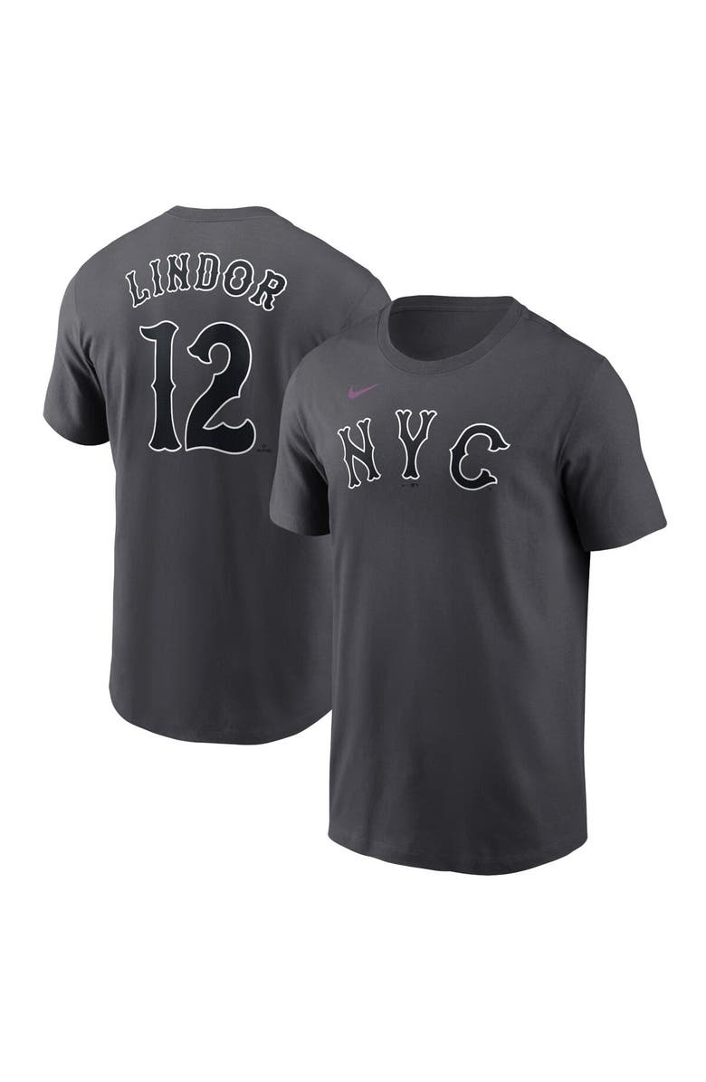 Nike Men's Nike Francisco Lindor Graphite New York Mets 2024 City Connect Fuse Name & Number T-Shirt, Main, color, 