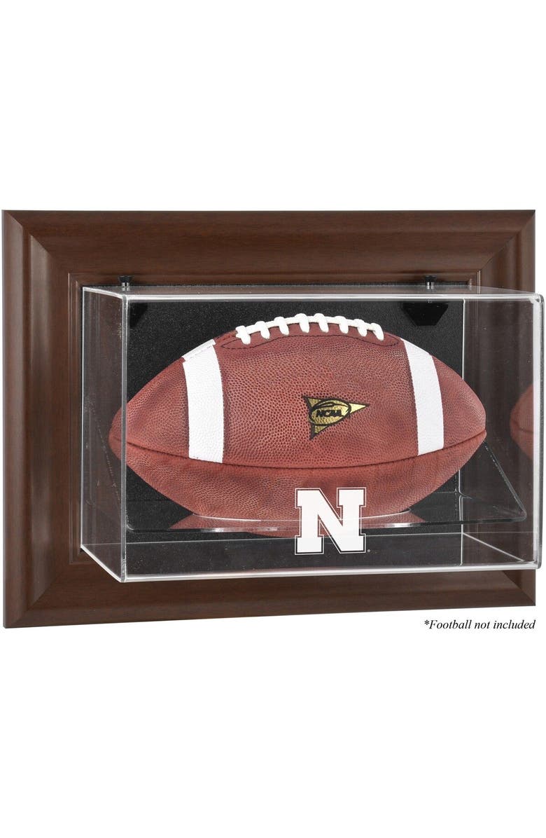 FANATICS AUTHENTIC Nebraska Huskers Brown Framed Wall-Mountable Football Display Case, Main, color, 