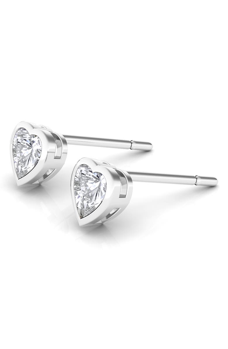 HauteCarat Lab Created Diamond Heart Stud Earrings, Alternate, color, 18K White Gold
