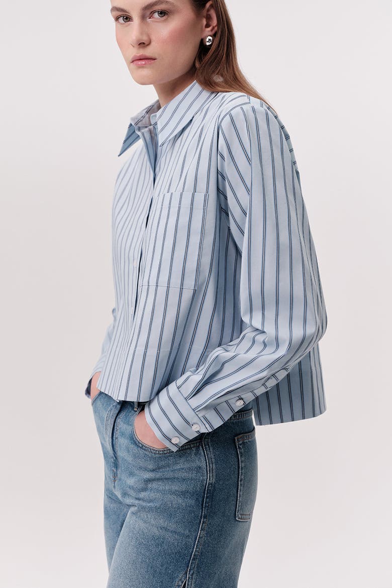 Kaylie Collar Side Slit Striped Shirt, Alternate, color, Multi Color