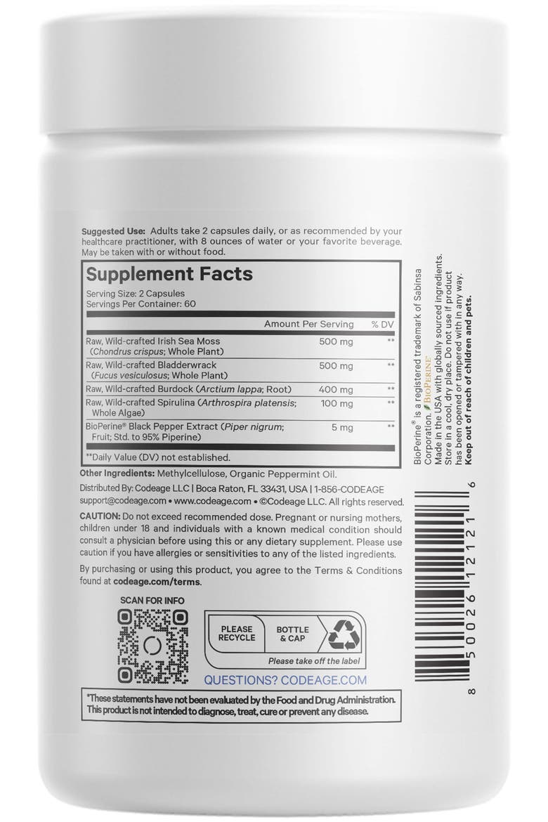 Raw Wildcrafted Irish Sea Moss Supplement, Alternate, color, White