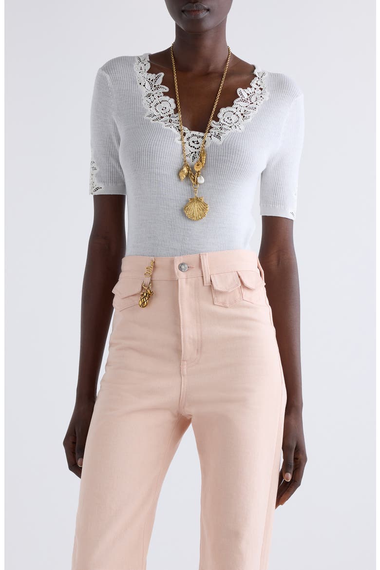 Lace Trim Rib Top, Main, color, ICONIC MILK