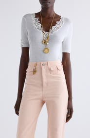 Chloé Lace Trim Rib Top