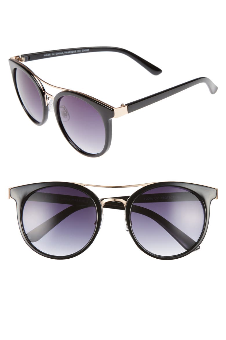 String Theory 60mm Round Sunglasses, Main, color, BLACK