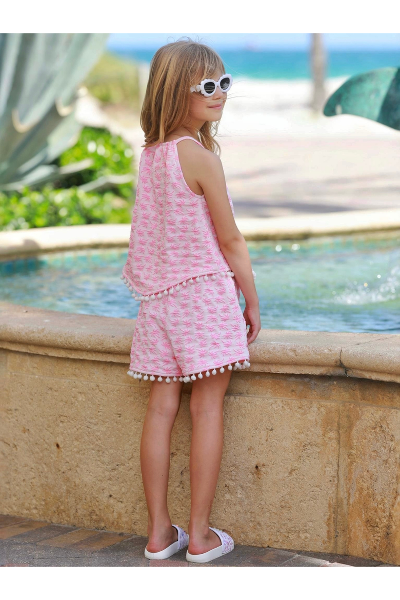 Sunny Daze Pom-Pom Tank and Short Set, Alternate, color, Pink