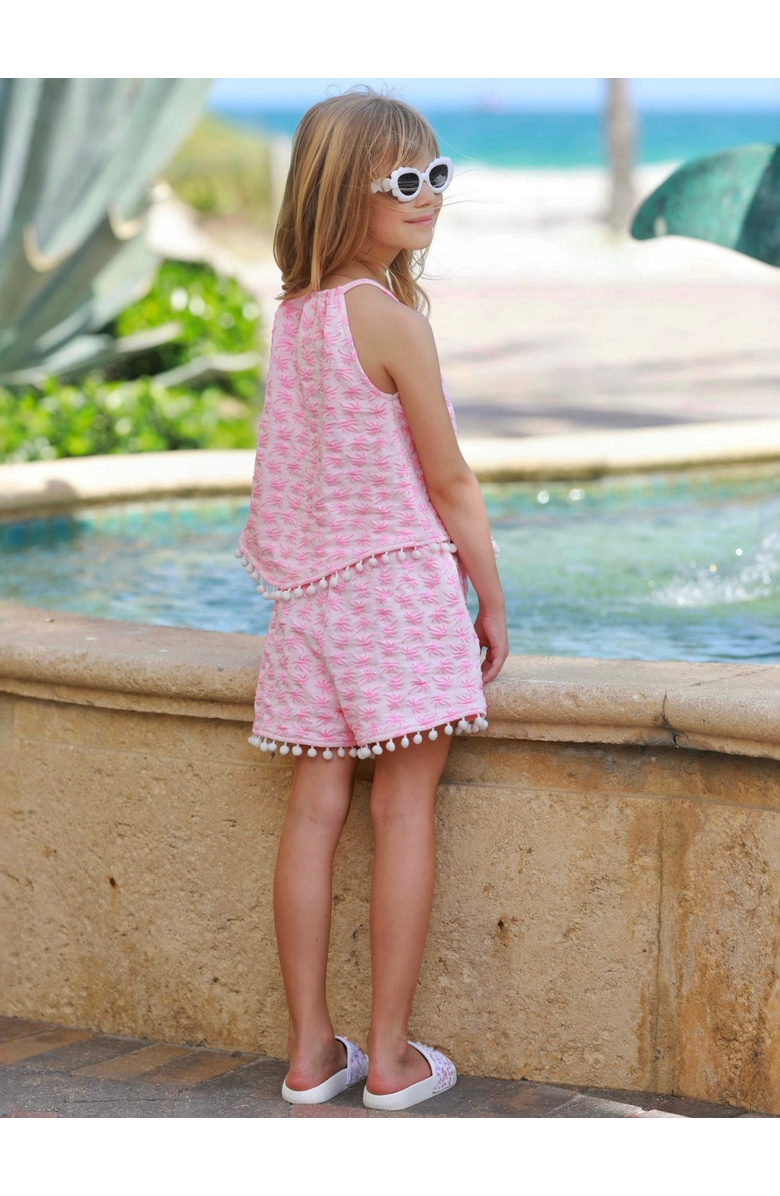 Mia Belle Girls Sunny Daze Pom-Pom Tank and Short Set, Alternate, color, Pink
